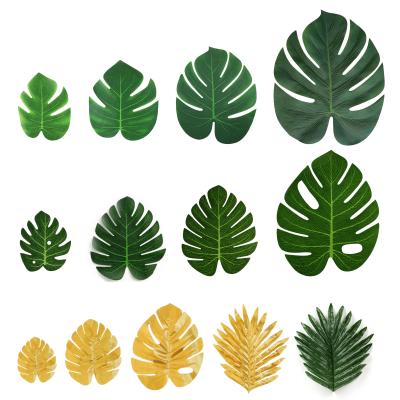 China Tropical Plant Artificial Faux Silk Festival Decoration Pick Palm Leaves For Hawaiian Luau Party Decorations for sale