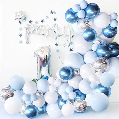 China Party Decoration 126 Pieces Blue Balloon White and Silver Balloons Garland Arch Kit Metallic Blue Latex Confetti for Baby Shower Decoration for sale