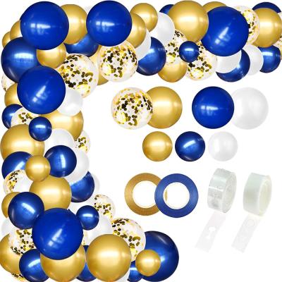 China Blue Arch Garland Party Decoration 146pcs Balloon Kit Blue and Gold Balloon for Birthday Party Baby Shower Graduation Decoration for sale