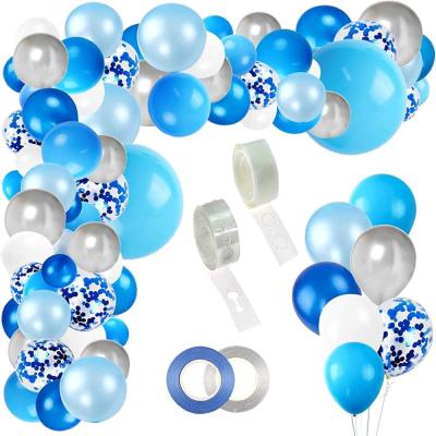 China Blue Balloons Garland Arch Kit Party Decoration 130pcs Metal Latex and Blue Confetti Balloons for Shower Birthday Party Decorations for sale