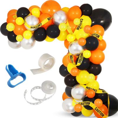 China Party Decoration Balloon Yellow Black Orange Garland Party Building Kit 120 Pack Balloons For Birthday Party Decoration for sale