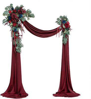 China Ceremony and Reception Backdrop Decoration Navy Blue Axle Floral Arrangement with Artificial Fabric Swag Wedding Arch Flowers Kit for Wedding Decor for sale