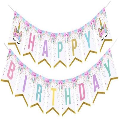 China Wholesale Unicorn Happy Birthday Party Decoration Banner for Unicorn Birthday Party Decorations for sale