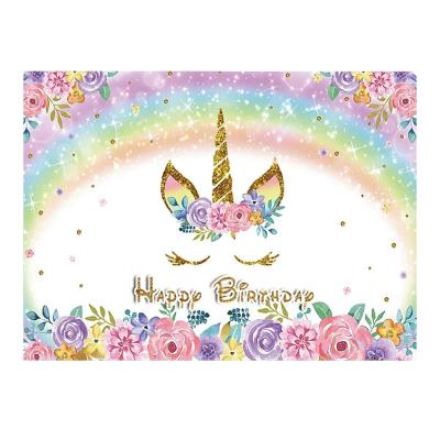 China Rainbow Unicorn Photo Backdrop Unicorn Party Decoration Background for Girls Baby Shower Unicorn Party Decoration for sale