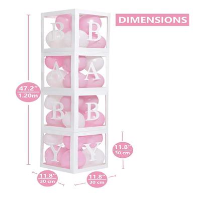 China Festival Decoration 33 Balloons Pink White Baby Shower Boxes Transparent Blocks For Baby Shower Decorations for sale