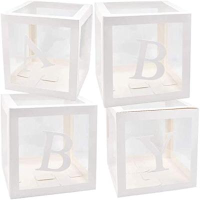 China White Festival Decoration Baby Shower Boxes Transparent Blocks For Baby Shower Decorations for sale