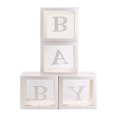 China Transparent Festival Decoration DIY Baby Shower Boxes Boy Girl Baby Blocks for Baby Shower Decorations for sale