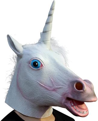 China Halloween Party Deluxe Latex Costume Animal Head Mask Unicorn Mask Novelty Halloween Mask for sale