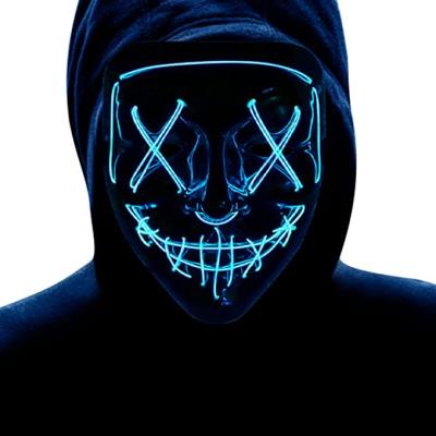 China Halloween Cosplay Light Up Glowing Scary Mask EL Wire Halloween Costume Party Mask For Women Man Kids Adults. for sale