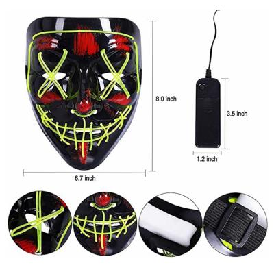 China Halloween Scary Mask Cosplay Halloween Led Costume Mask EL Wire Light Up Halloween Festival Party for sale