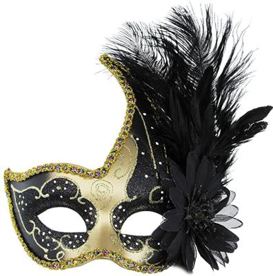 China High Quality Halloween Masquerade Ball Mask Halloween Ball Mask Christmas Costume Party Mask With Feather for sale