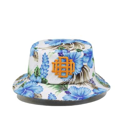 China Custom Picture Fashion Women Flowers Bucket Hat Bohemia Label Printing Floral Bucket Hat for sale