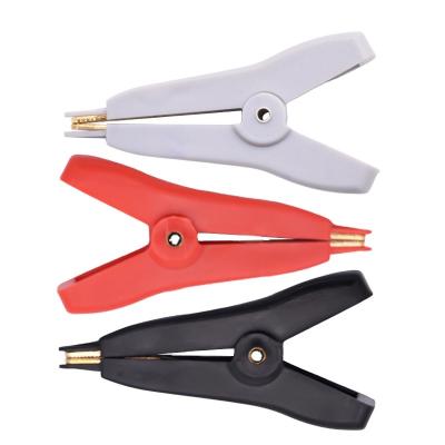 China Plastic Red Black Small Flat Battery Copper Jumper Cable Insulated Kelvin Alligator Spring Test Clip Leads Electrical Crocodile Clamp 5A for sale