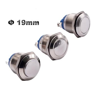 China Momentary 19mm 2pins 12V Momentary On/Off Horn Round Pushbutton Waterproof Stainless Steel Push Button Switch Vandal  Proof for Vehicle for sale