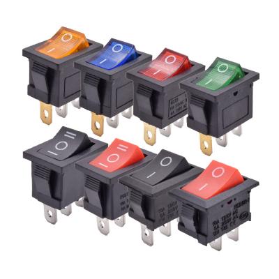 China Metal+Plastic 12V KCD1 LED Light Red Black 2 Position Metal Terminal Electric Boat Rocker Switch On Off AC 250V 6A 125V 10A KCD1-104 for sale