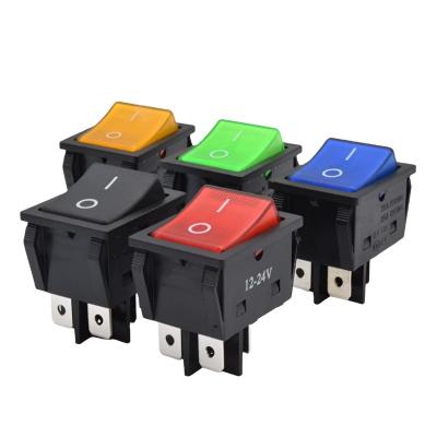 China Latching 12V 24V 220V Lamp Light Illuminated Electric Push Button Rocker Switch On/off KCD4 20A 30A DPST Red Green Blue for sale