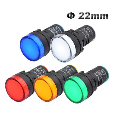 China ABS Plastic AD16-22DS Panel Mount 22mm Equipment LED Indicator Pilot Light Warning Signal Lamp Red Green Blue Yellow White 12V 24V 110V 220V for sale