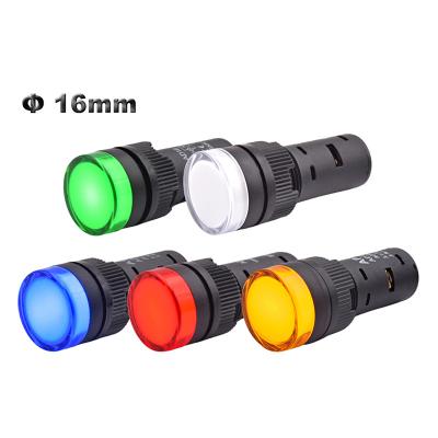 China ABS Plastic Plastic Power Signal Electrical Switch Gear Pilot Lamp 16mm Panel Mount AD16-16C Red Green Blue Yellow White LED Light 12V 220V for sale