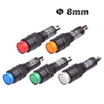 China ABS Plastic 8mm Plastic Red Green Blue White Equipment Running Indicator Pilot LED Signal Warning Light Solder Pin 3V 6V 12V 24V 110V 220V for sale