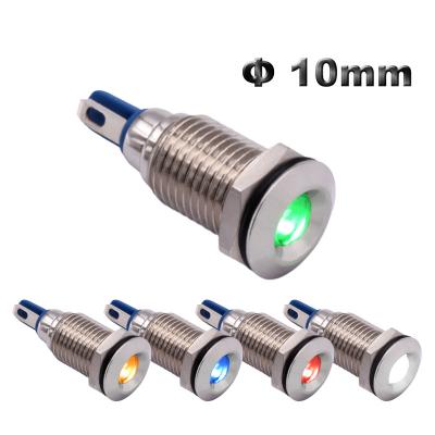 China Nickel plated brass Metal Red Green Blue Light Pilot Indicator LED 10mm 12V Switch Gear Indication Signal Lamp 24V for Electrical Industry Machine for sale