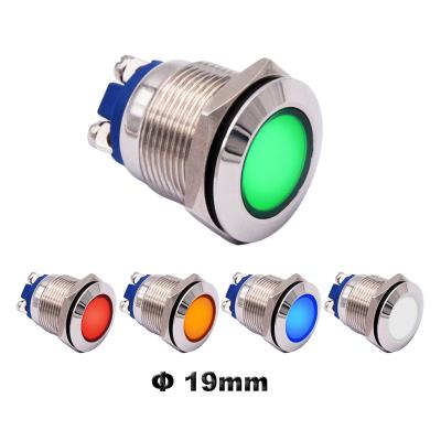 China Chrome 19mm Panel Mount Industrial Electric Pilot Light Metal LED White Red Green Blue Warning Indicator Signal Lamp 12V 24V 110V 220V for sale