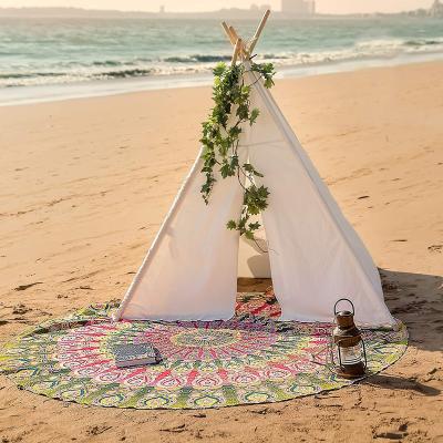 China Mandala Beach Blanket Custom Bohemian Design Hypoallergenic Round Tablecloth Yoga Mat Picnic Rugs Circle Microfiber Beach Towel for sale