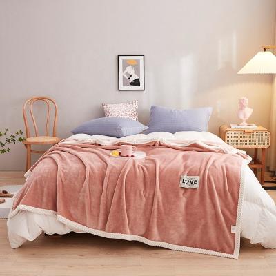 China Wholesale Solid Color Coral Fleece Blanket Custom Printed Soft/Warm/Breathable/Durable 2022 New Thickened Coral Pile Single Bed Blanket for sale