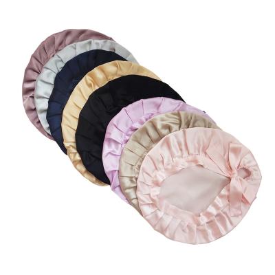 China Picture Wholesale 100% Natural Double Layer Hair Silk Hat For Women Custom Logo Silk Hair Bonnet for sale