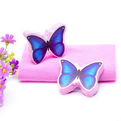 China Various Compressed Surface Skin-friendly Water Absorb Butterfly Shape Compressed Bath Travel Face Towel for sale