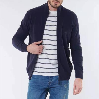 China Anti-wrinkle Fall and Winter  French Elegant Men's Stand Neck Casual Solid  Color Versatile Long Sleeve Knitwear Cardigan Sweater for sale