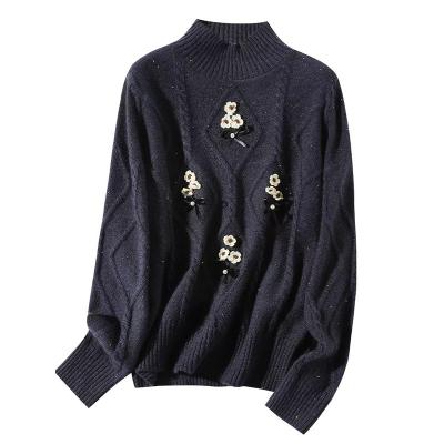 China Anti-wrinkle Cashmere sweater Women's Winter 2022 style under half turtleneck woolen base for sale