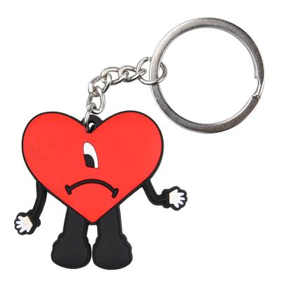 China Factory wholesale hot sale PVC custom key holder 2D cheap custom soft plastic eco evil rabbit logo croc charms key chain for sale