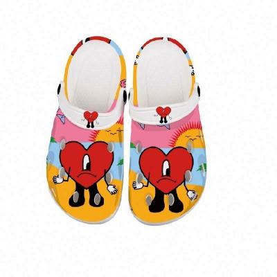 China Waterproof 1 Pair MOQ Custom Design Mens Clogs Sandals Bad Bunny Custom Clog Shoes Unisex Printed Kids Clogs Men Gardening Shoes for sale