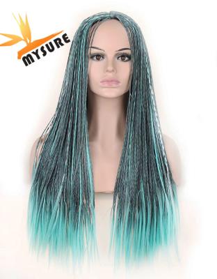 China Regular wave ombre braid hair synthetic braiding wig with lace hair extension lace frontal braid wig for sale