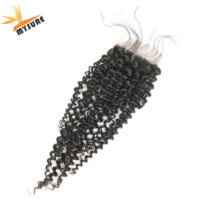 China Virgin Lace Closure CURLY WAVE Cuticle Aligned Kinky Curly Hair Extension 4*4 Lace for sale