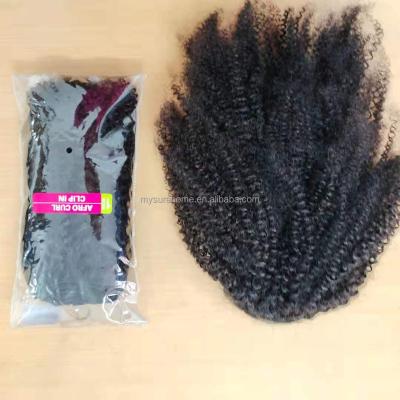 China MYSURE 4c Wave Hair Extensions Afro Kinky Curly Loose Ponytail Natural Black Black for sale