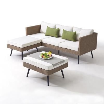 China Cheap Price All Weather Permit Modern Waterproof Leisure Patio Set Outdoor Living Room Modular Rattan Sofa Garden Furniture for sale