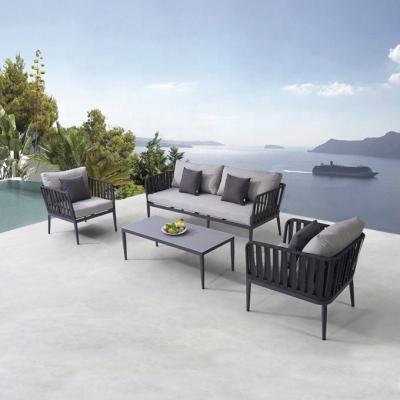 China Wholesale High Quality Waterproof And UV All Weather Garden Resistance Frame Aluminum Rope Sofa Set Outdoor Furniture Patio for sale