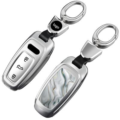 China 100% Eco-friendly Aluminum Alloy Car Key Case Remote Covers For Audi 2018-2021 A3L A6 L A7 A8 Q7 Q8 Protective Key Chain Shell Accessories for sale