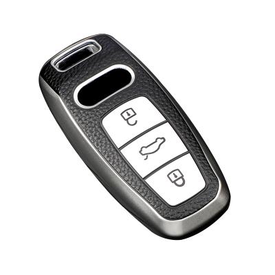 China Replace Car Key For Audi Colorful TPU+Leather Car Key Cover Case For Audi A3L A6L A7 A8 Q7 Q8 E-Tron C8 D5 Auto Key Holder Shell Accessories for sale