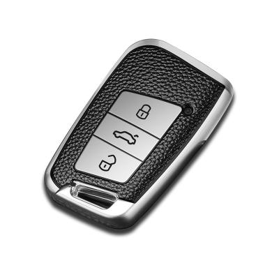 China Magotan Eco-friendly Leather Car Key Case For VW B8 CC 2017 TIGUAN For Skoda Super Car A7 Accessories Custom Key Cover for sale