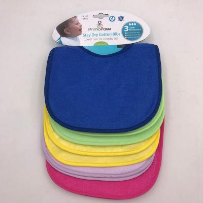 China Antibacterial Wholesale Washable Cotton Baby Dental Bib Set With Card for sale