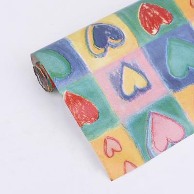 China Fashion Desgin Peach Heart DIY Greaseproof Couples Anniversary Printed Gift Wrap Paper for sale