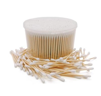 China Personal care/disposable/household 500pcs cotton bamboo swabs, biodegradable wooden cotton buds for sale