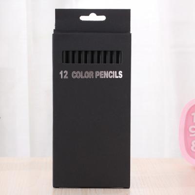 China Wholesale 12 Colors High Quality Black Wooden Pencil in Black Wooden Box Stationery Set for sale