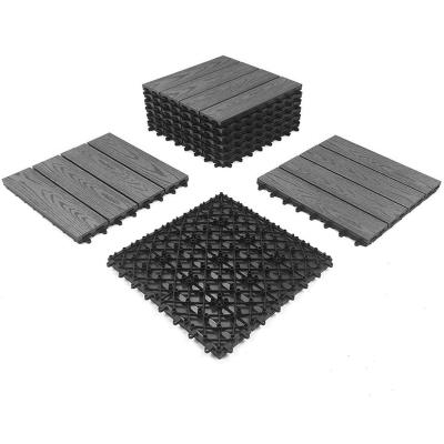 China Eco-friendly Waterproof Wood Plastic WPC Interlocking Composite Decking Non Slip Decorative Outdoor Plastic Floor Tiles for sale