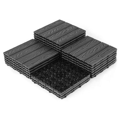 China Eco-friendly outdoor composite wood brushed plastic wpc flooring decking tiles protective garden spc flooring for sale