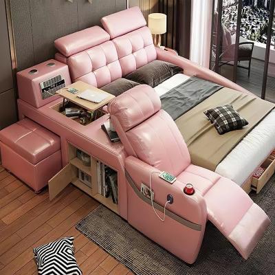 China Foldable Modern Bedroom Furniture Smart Multifunction Leather Foldable Massage Bed With Speaker for sale