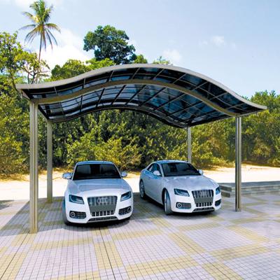 China Outdoor Aluminum Metal Polycarbonate Roof Aluminum Walkway Covers Car Protecting Canopy Garage For Two Car for sale