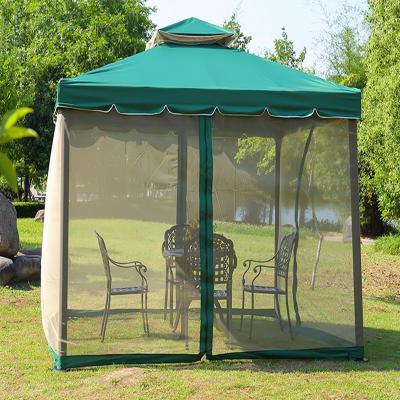 China POLY 11' x11 Roman Gazebo Garden Tent Instant Automatic with Net Outdoor Insect Canopy Shelter with Shade for sale